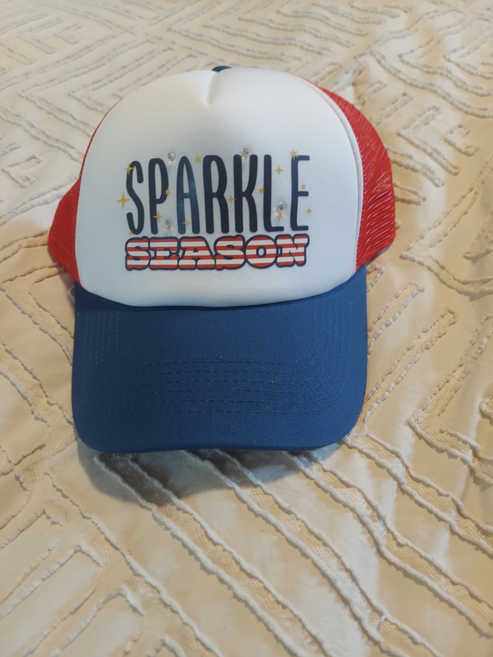 Way to Celebrate Sparkle Season Patriotic Trucker Hat Red White Blue 4th of July